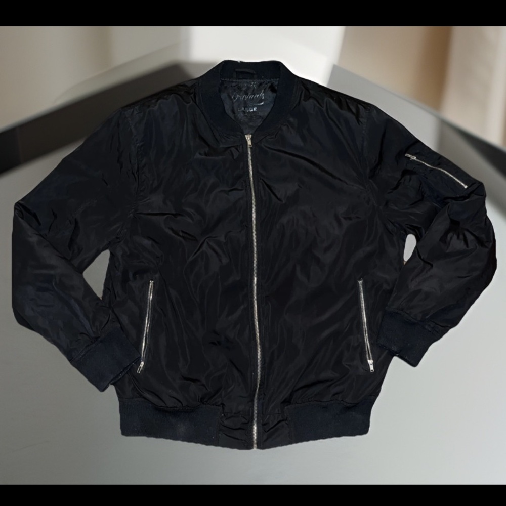 Vintage The Great Outdoors Black Flight  Bombers Jacket Full Zip W/Pocket Zips